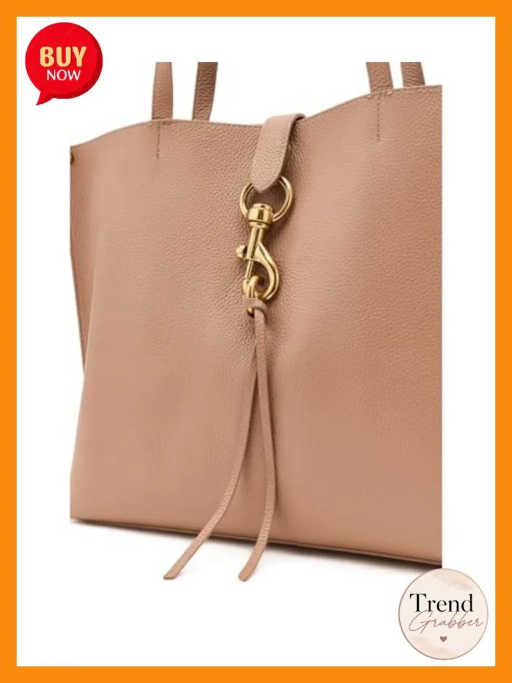Genuine Leather Tote Bag - Shoulder Handbag with Magnetic Closure